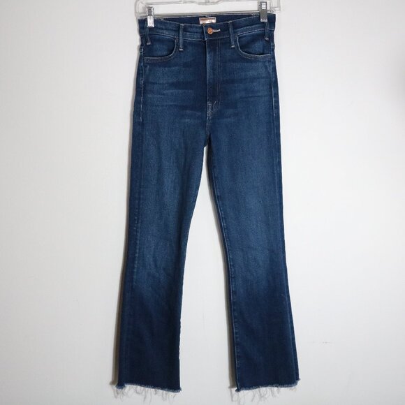 Mother The Hustler Ankle Fray Home Movies Jeans Womens 26 Ankle Dark Wash Flare - Picture 1 of 8
